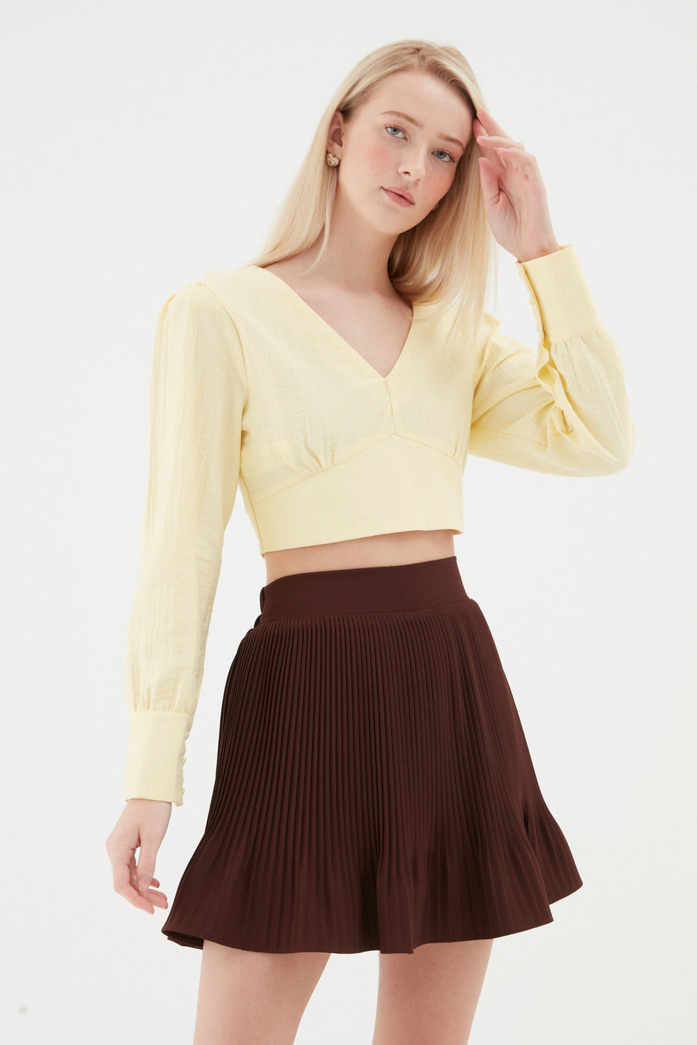 Low Back Crop Blouse Yellow