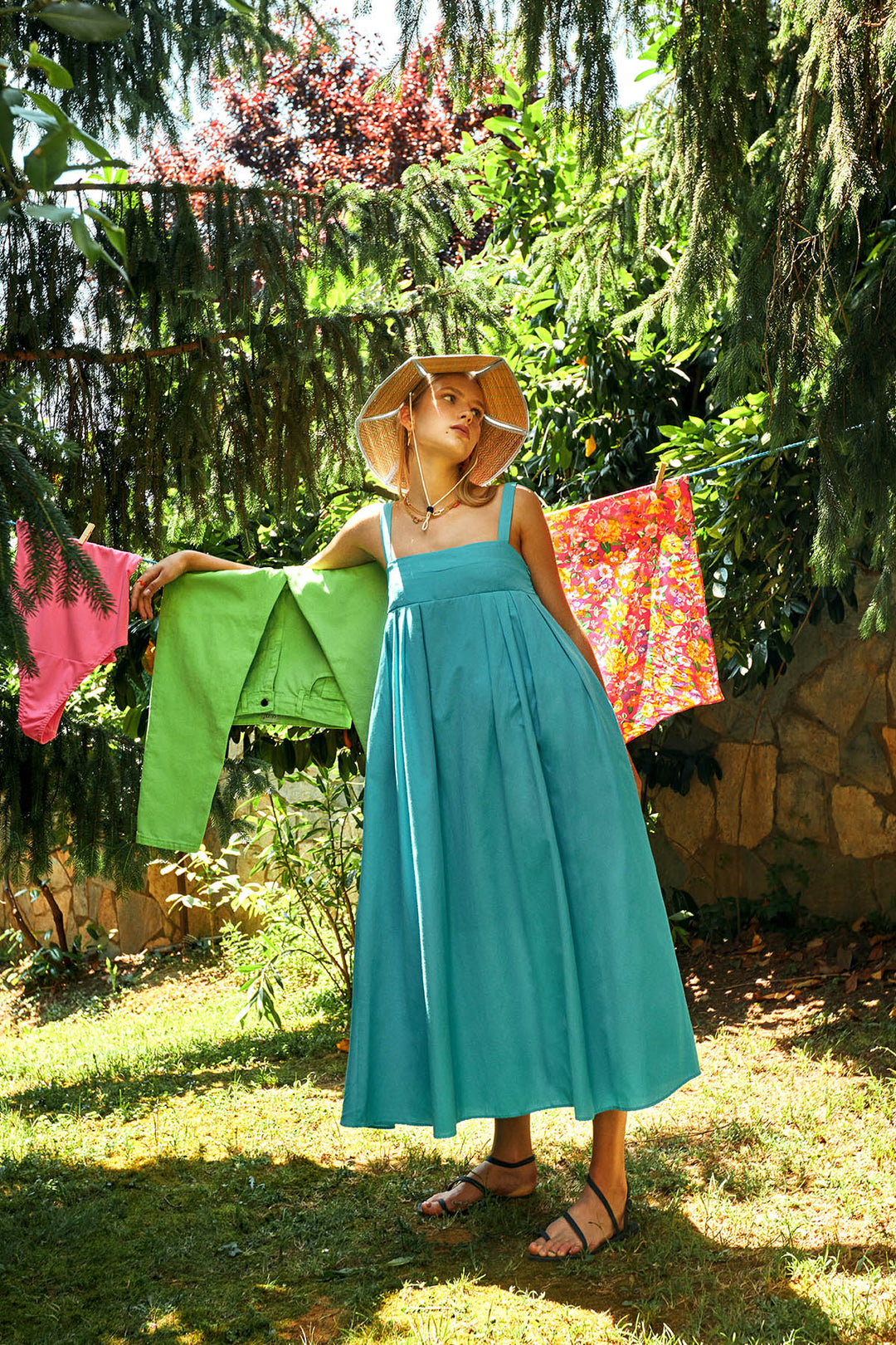 Strap Long Dress Turquoise