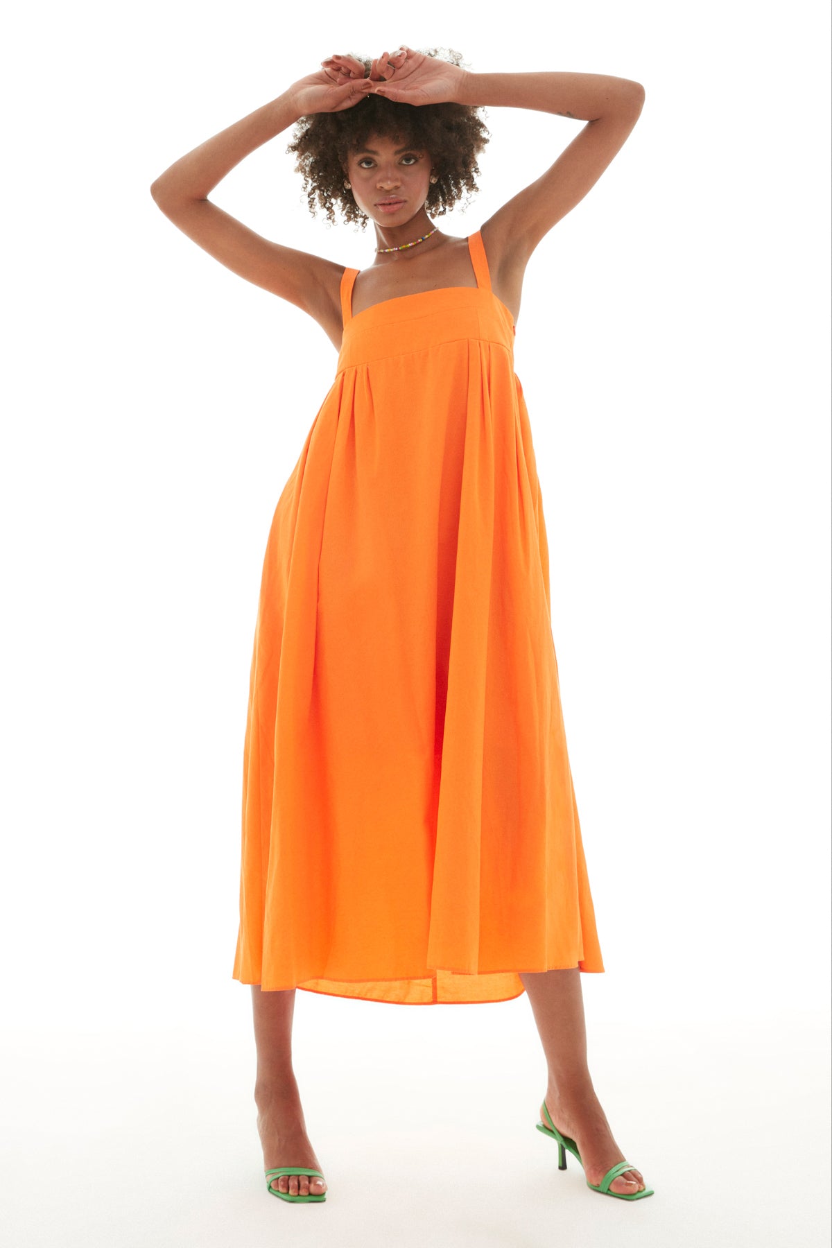 Strap Long Dress Neon Orange