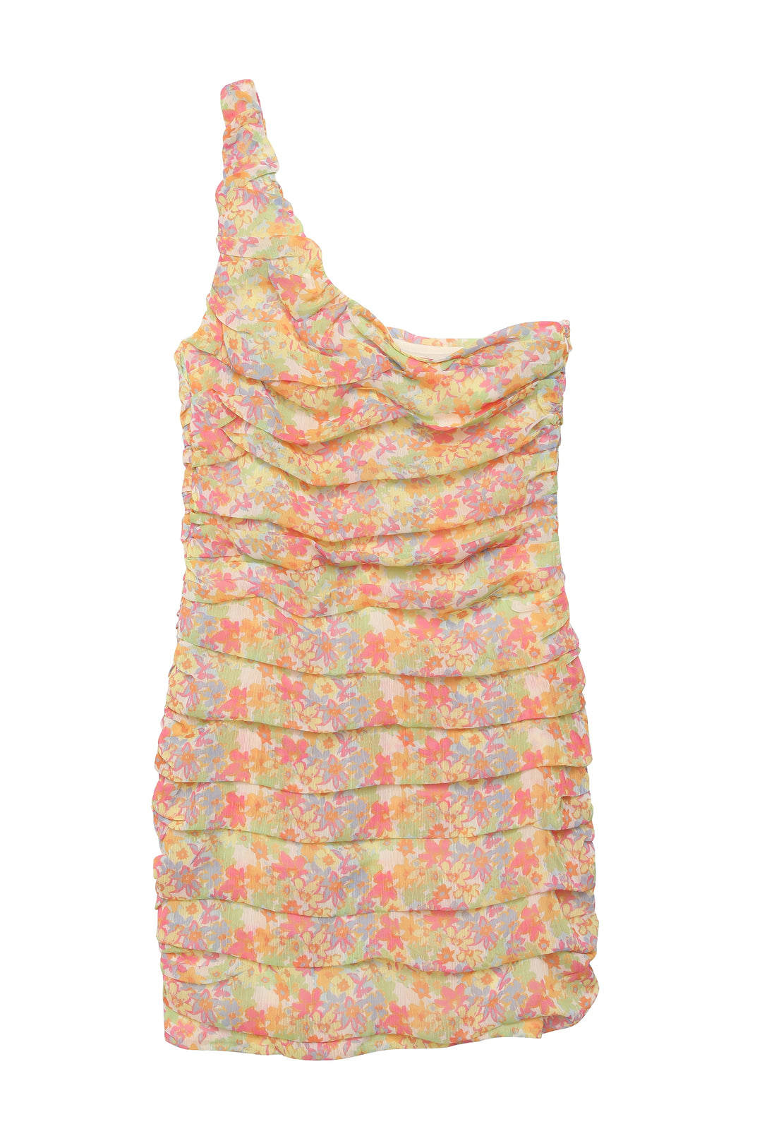 One Shoulder Draped Dress Green