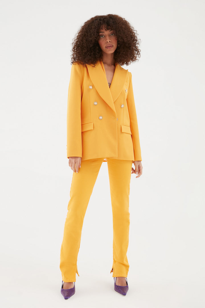 Düğme Detaylı Blazer Ceket Turuncu
