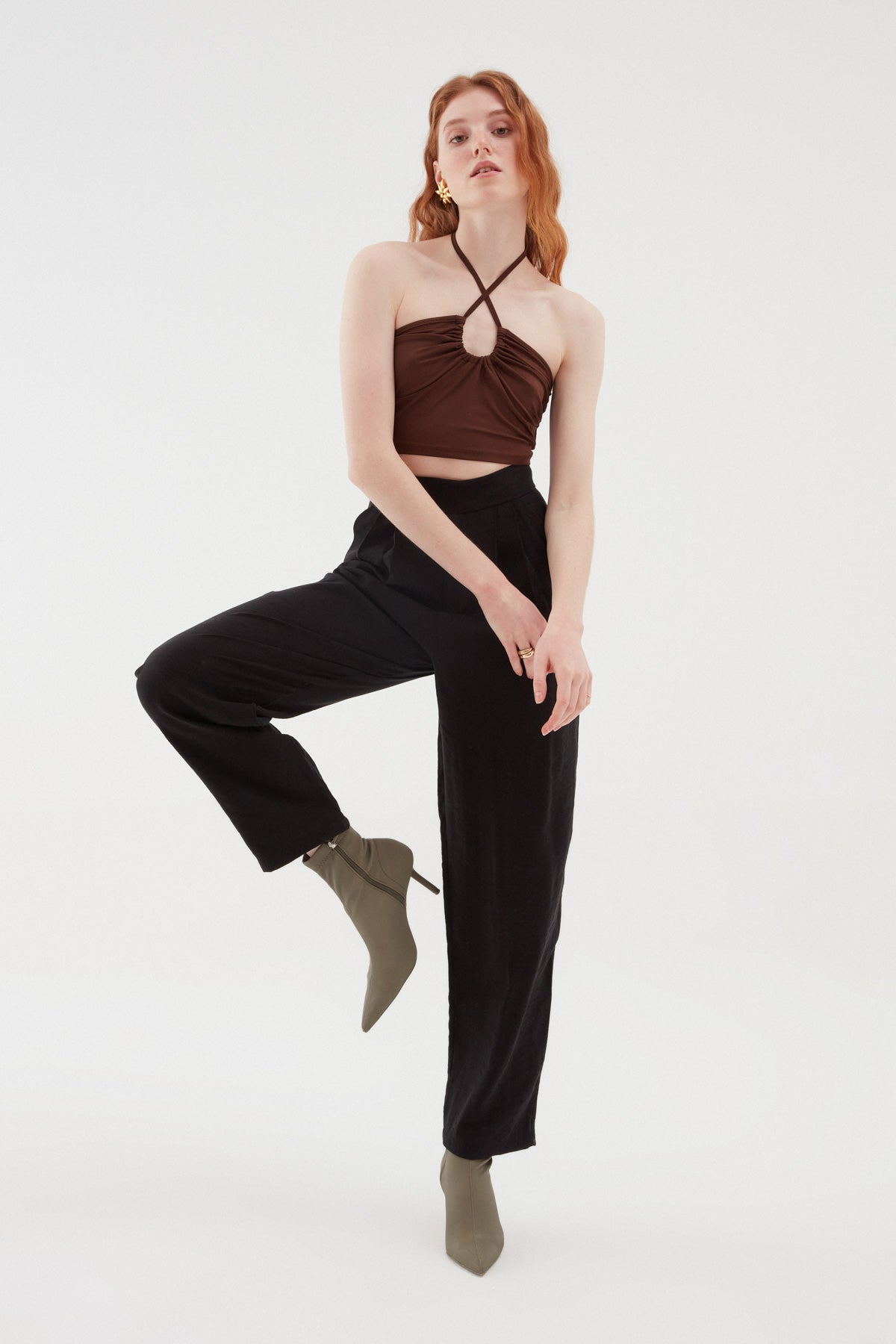 Pocket Detailed Wide Leg Trousers Black