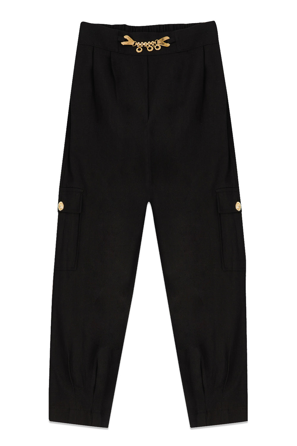 Zippered Legs Pocketed Trousers Black