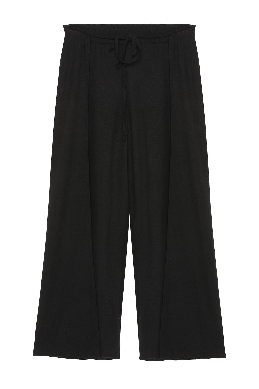 Yırtmaç Detaylı Keten Pantolon Siyah