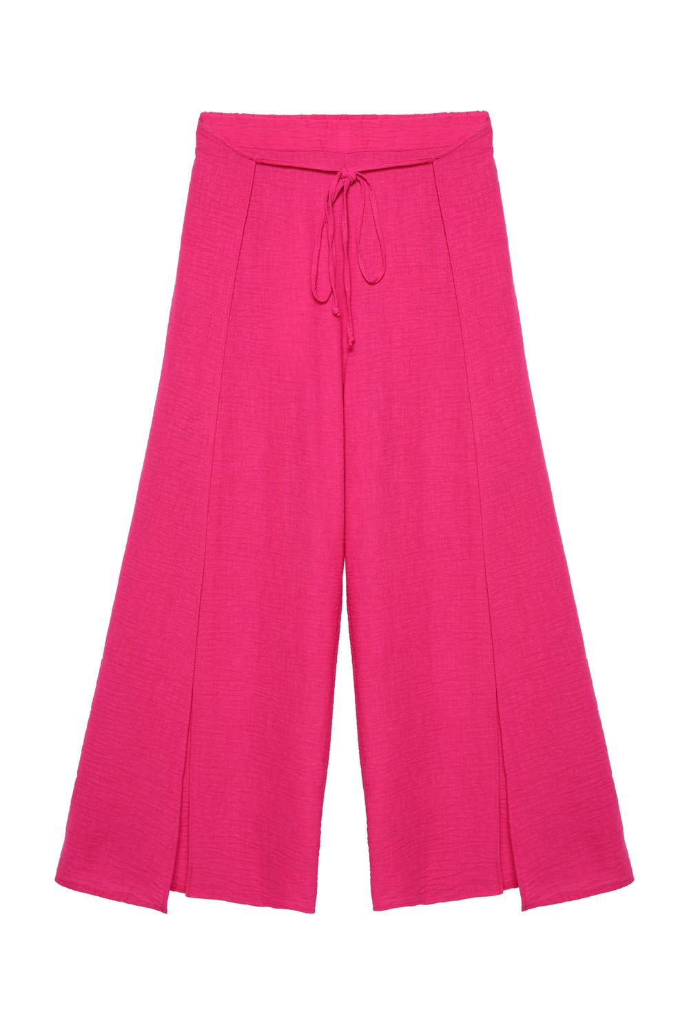 Yırtmaç Detaylı Keten Pantolon Pembe