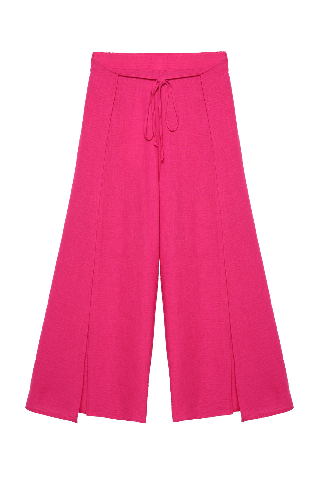 Yırtmaç Detaylı Keten Pantolon Pembe