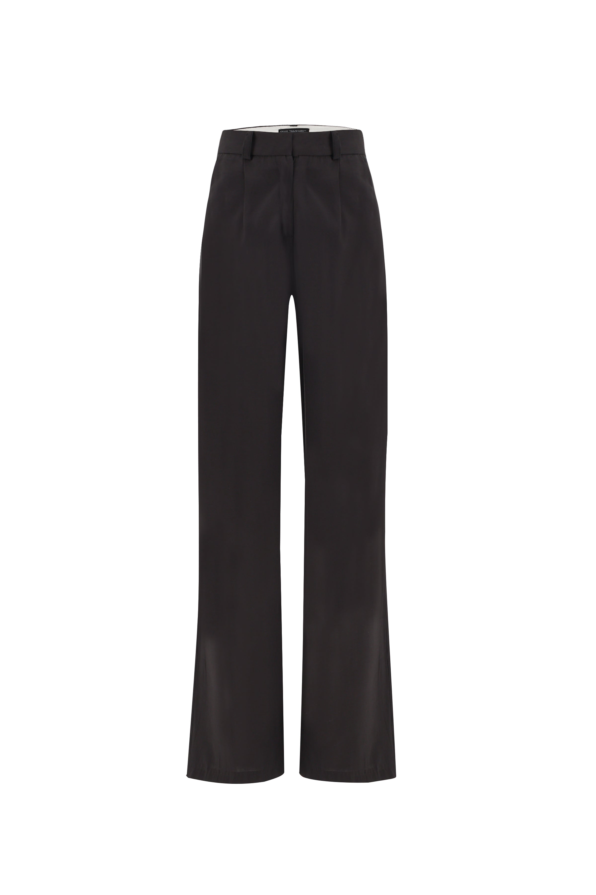 Wide Leg Fabric Trousers Black