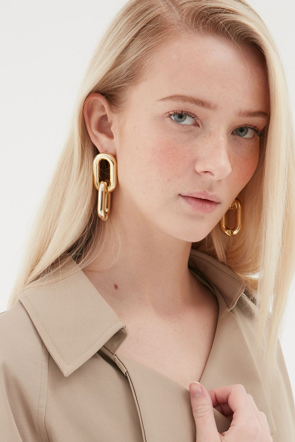Rectangle Thick Earrings Gold
