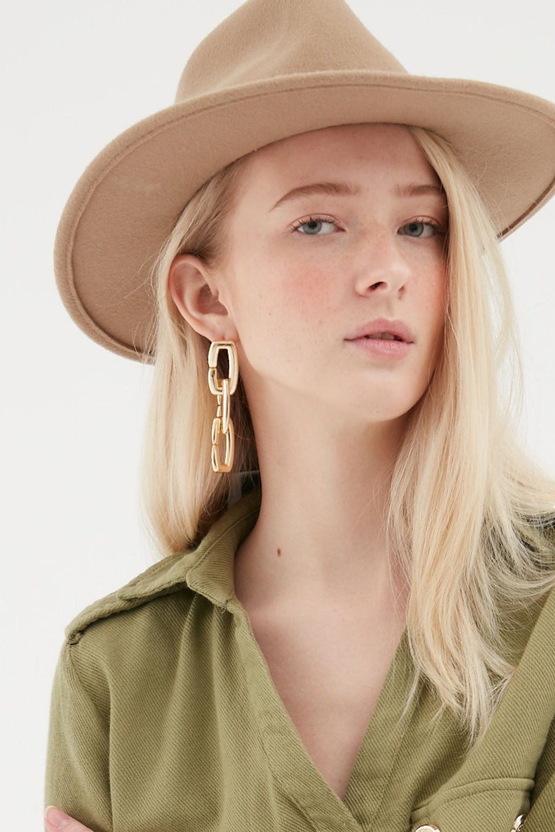 Rectangle Snap Earrings Gold