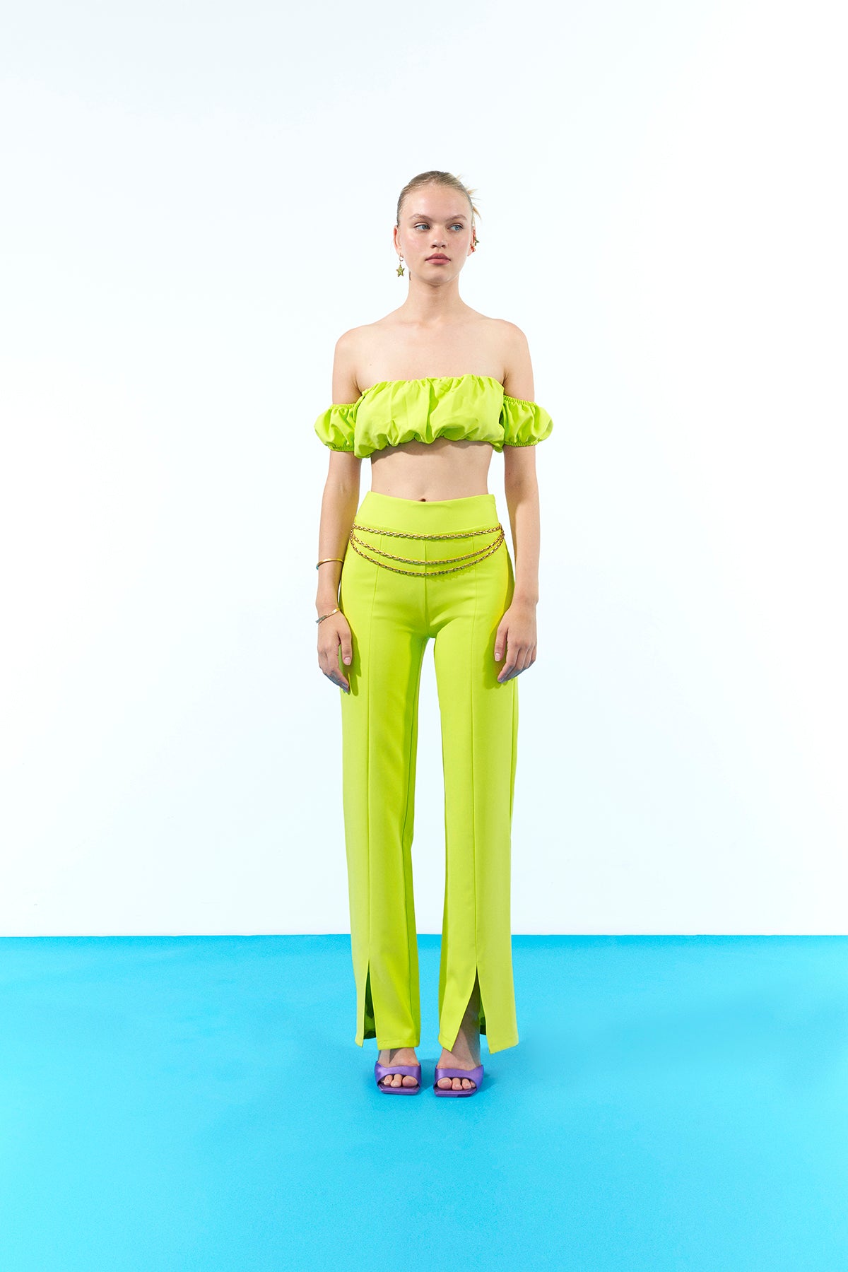 Pleated Bustier Neon Green