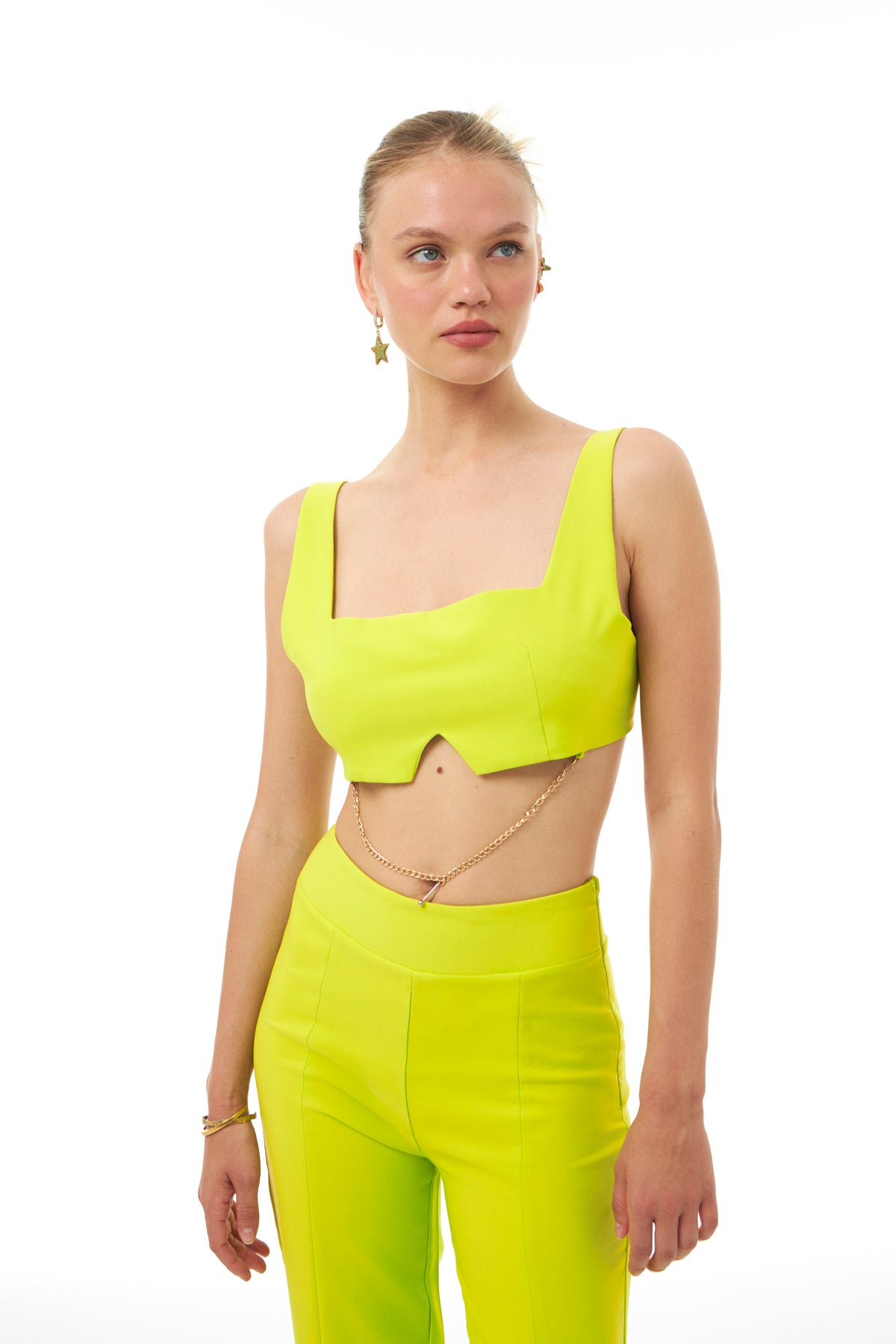 Chain Detailed Bustier Neon Green