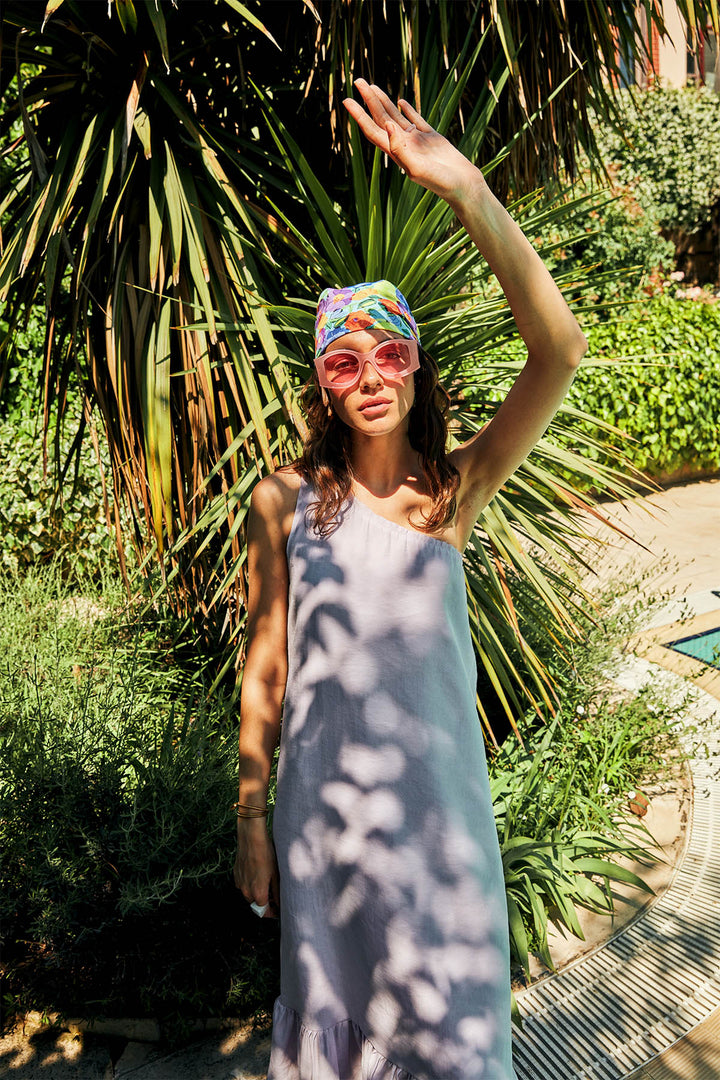 One Shoulder Frilly Dress Lilac