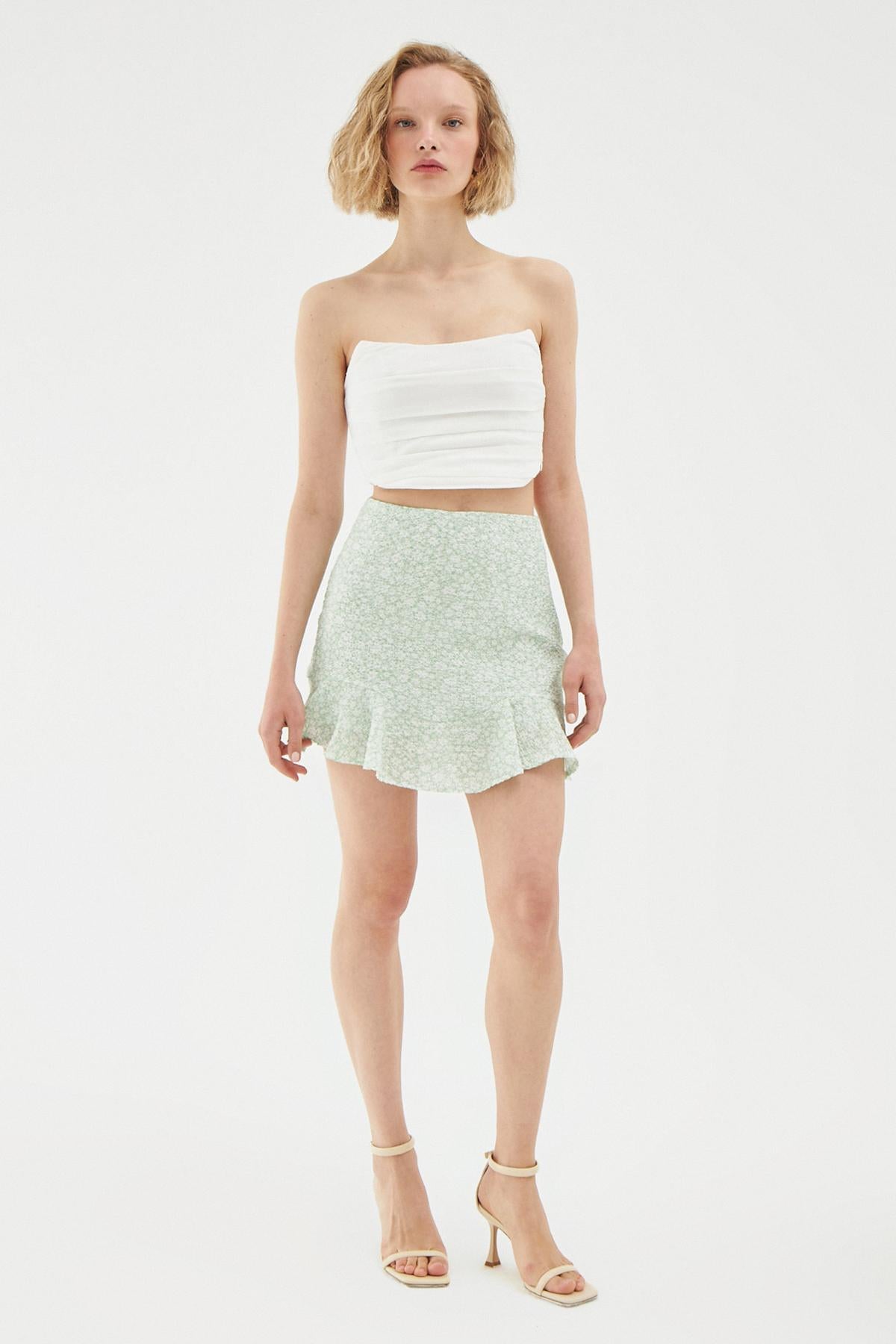 Flywheel Detailed Patterned Shorts Skirt Mint