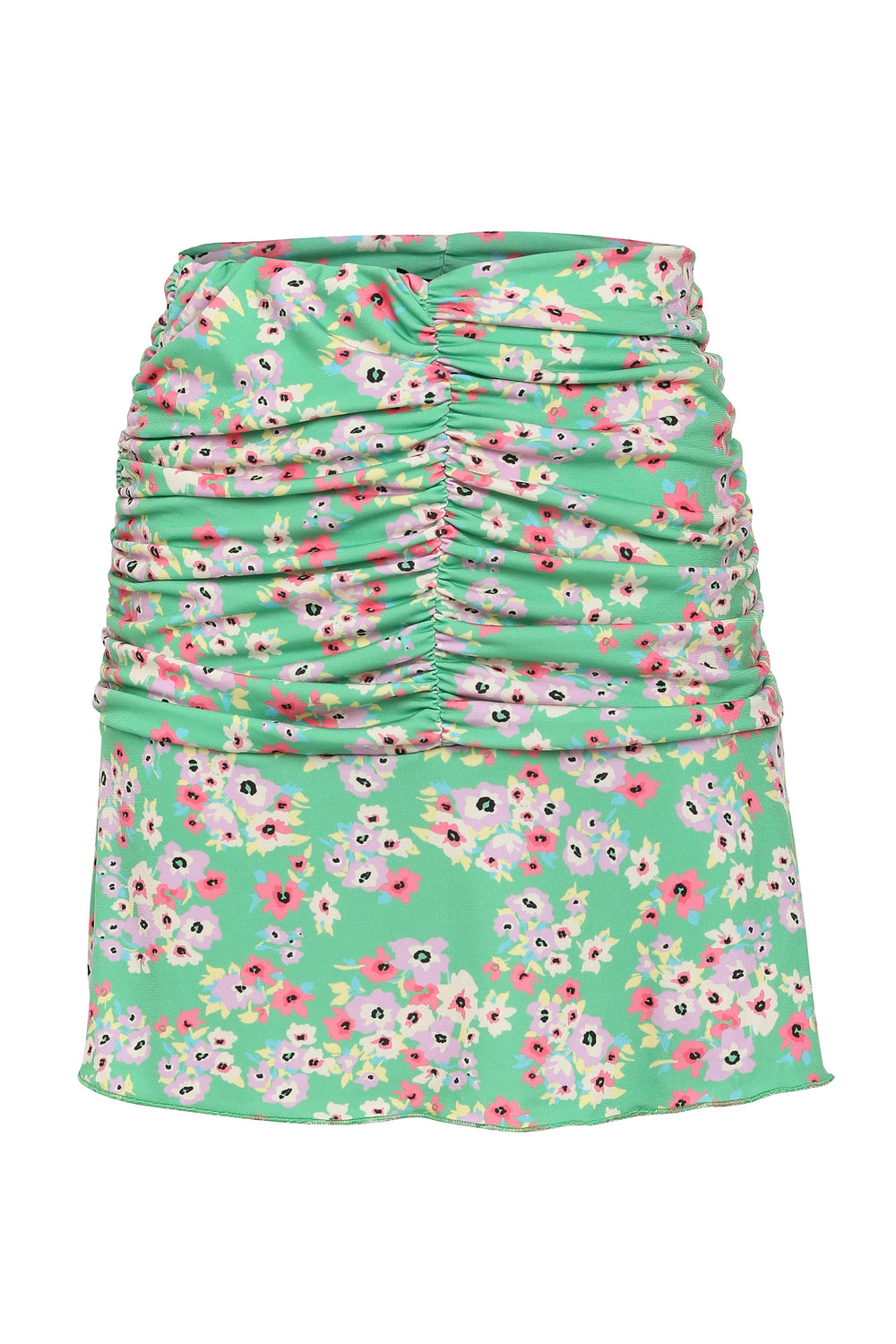 Patterned Pleated Mini Skirt Green