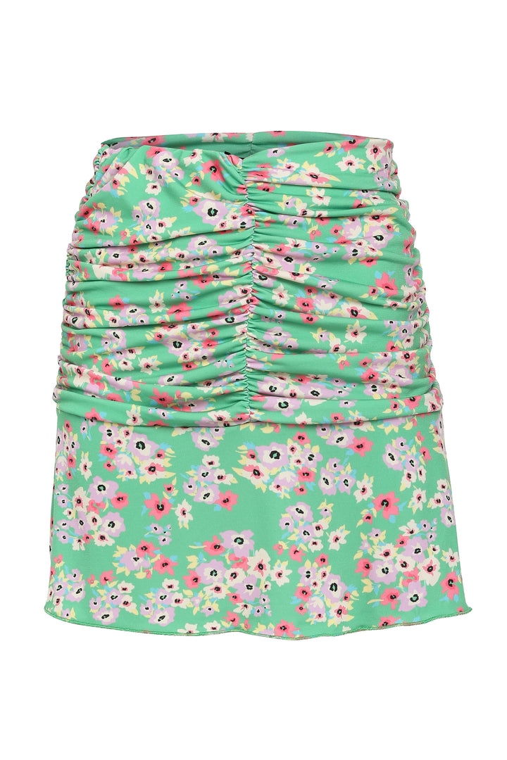 Patterned Pleated Mini Skirt Green