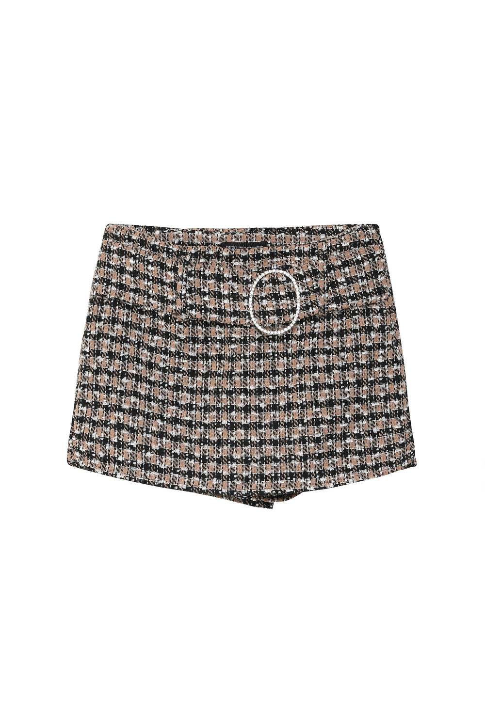 Belt Detailed Short Skirt Beige