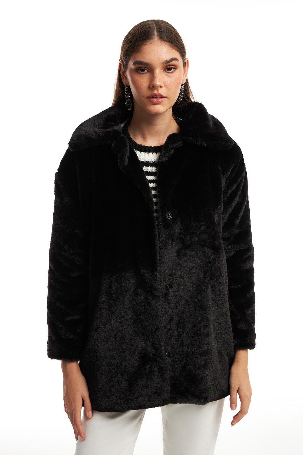 Pocket Plush Coat Black
