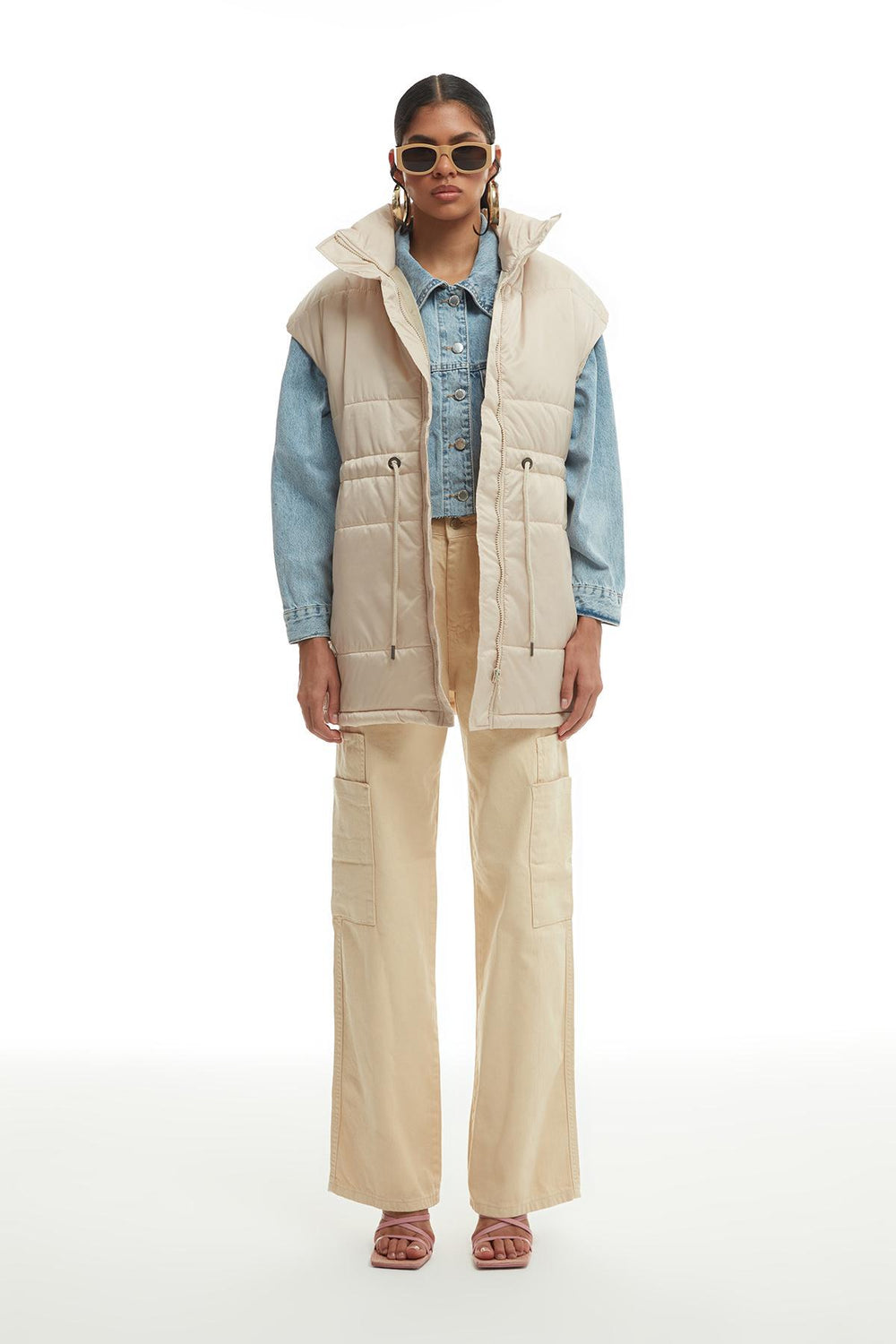 Oversize Pocket Inflatable Vest Stone