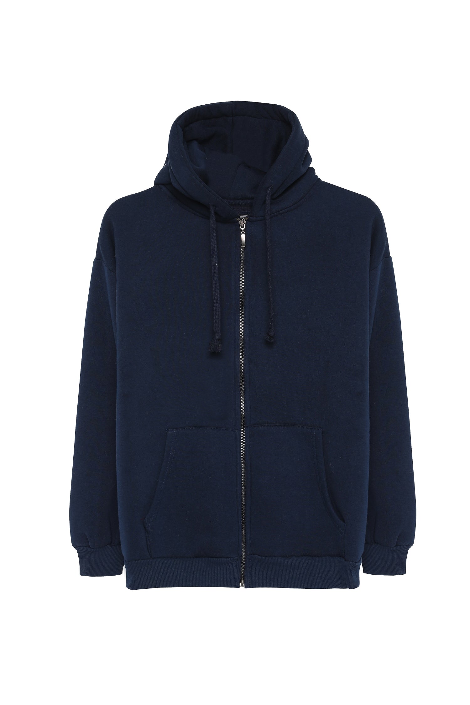 Zippered Hooded Sweatshirt Navy Blue