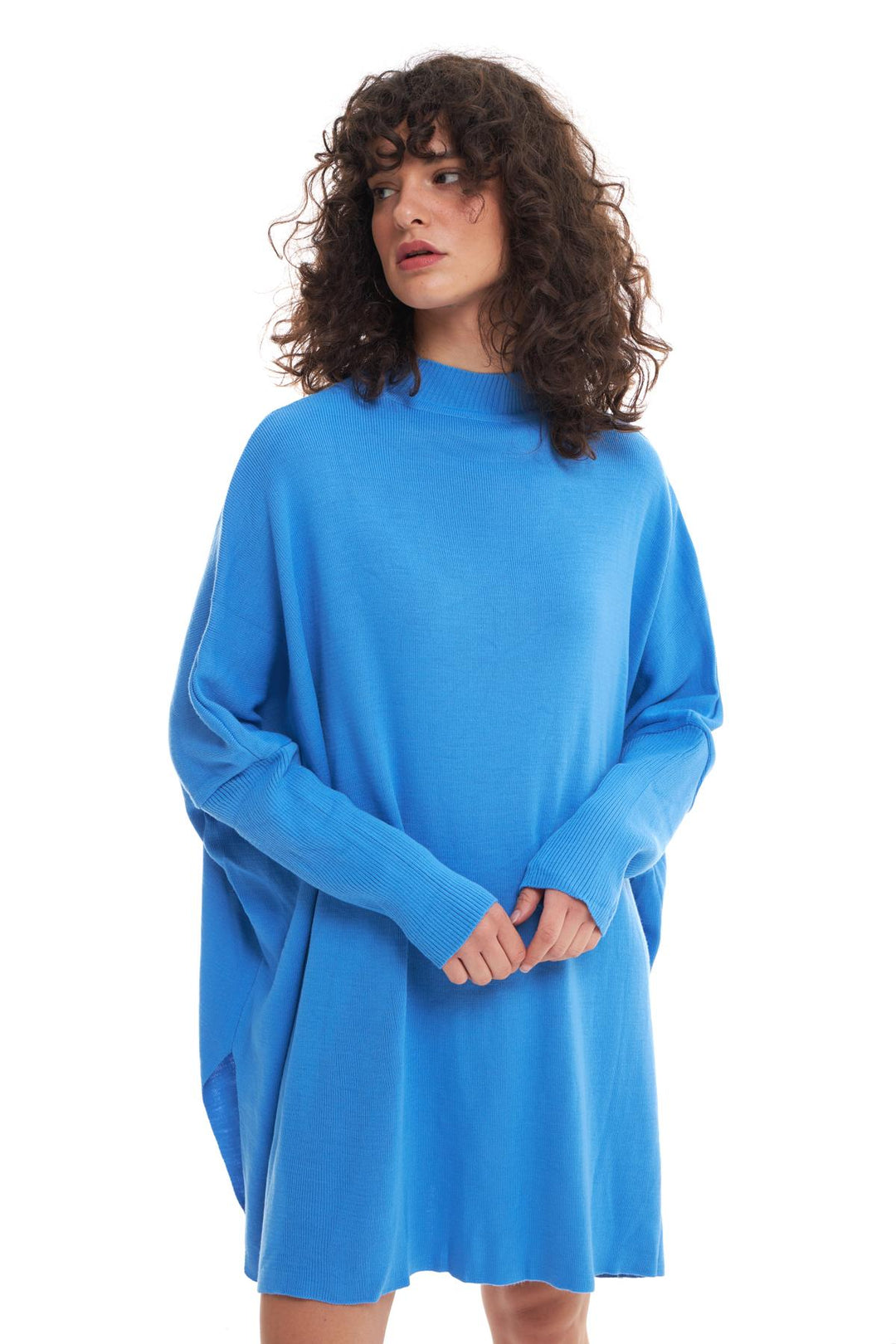Half Turtleneck Oversize Sweater Blue