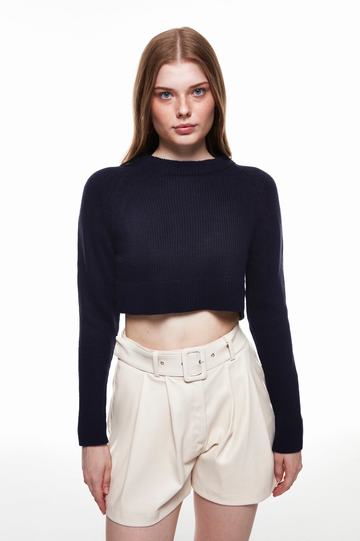 Crop Knitwear Sweater Navy