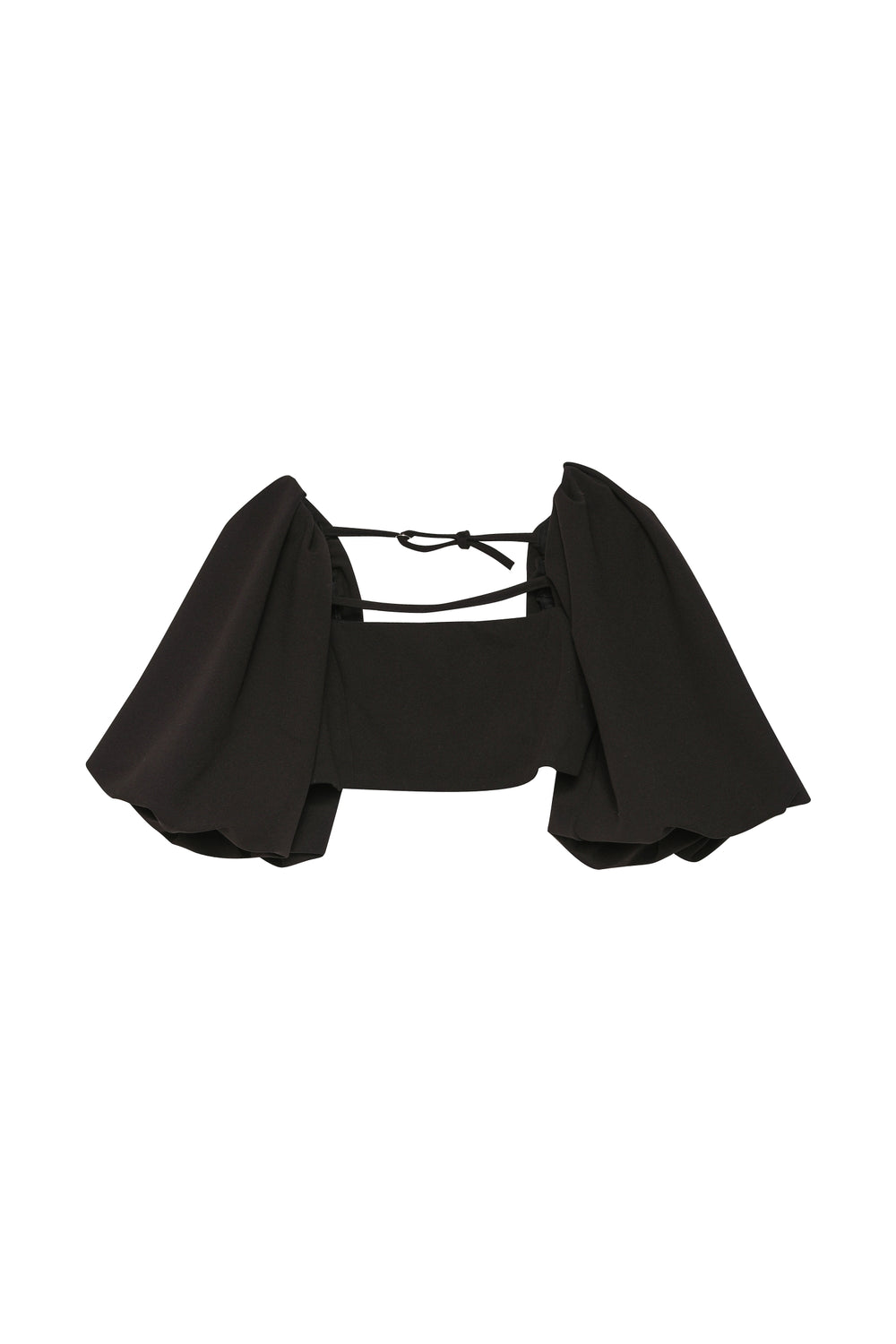 Balloon Sleeve Crop Blouse Black