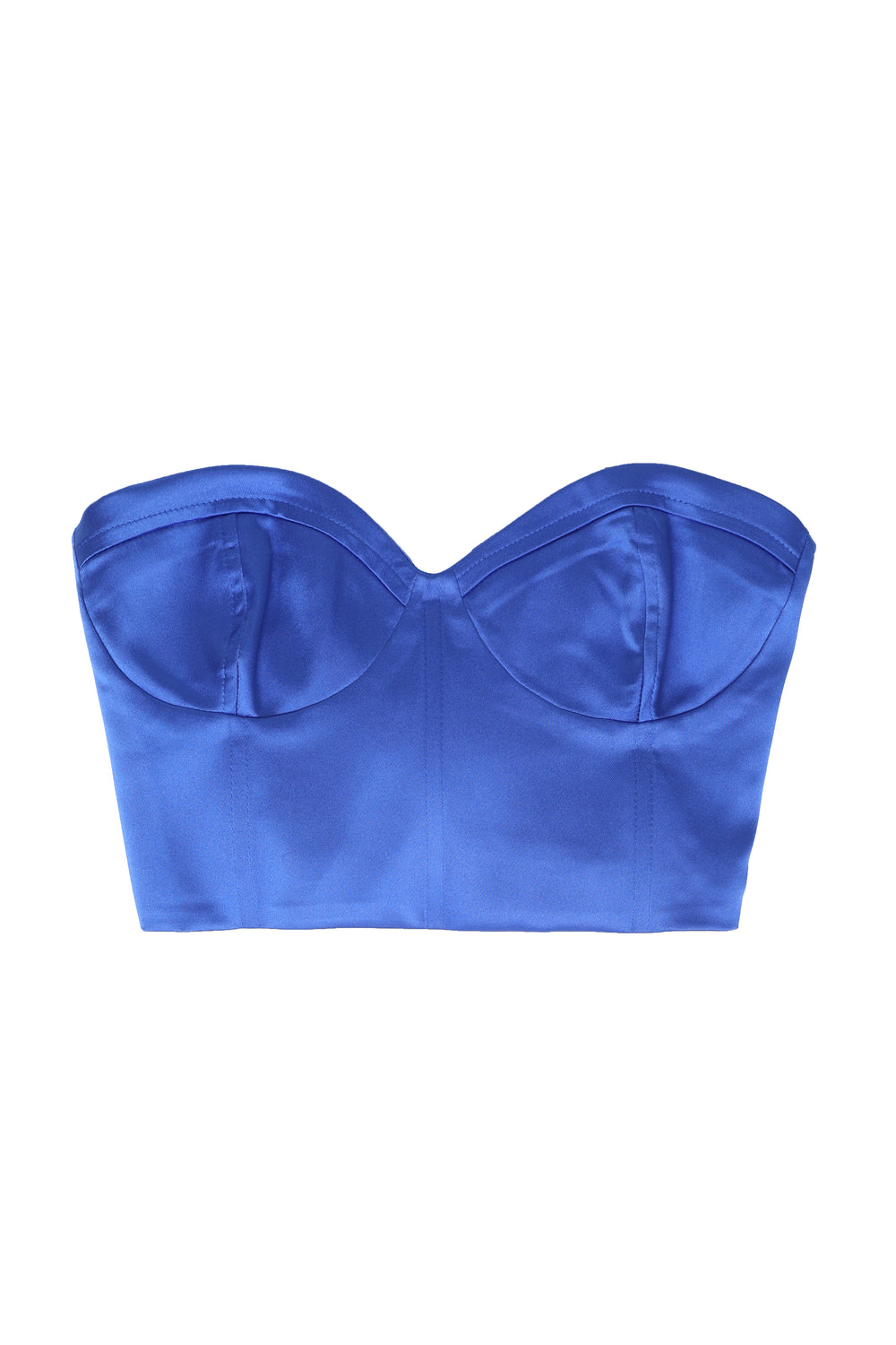 Satin Strapless Bustier Sax