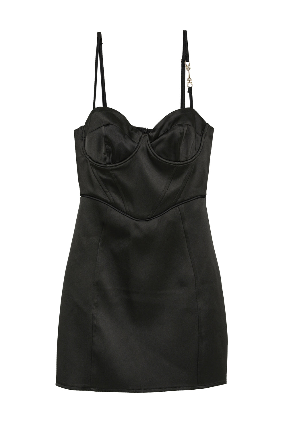 Underwire Detailed Satin Mini Dress Black