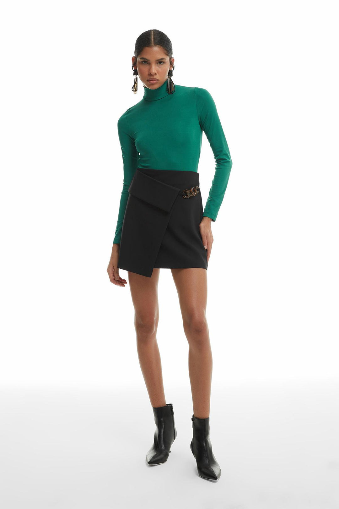 Asymmetrical Accessory Skirt Black