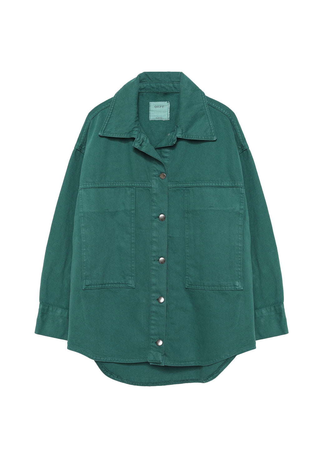 Pocket Detailed Denim Jacket Dark Green