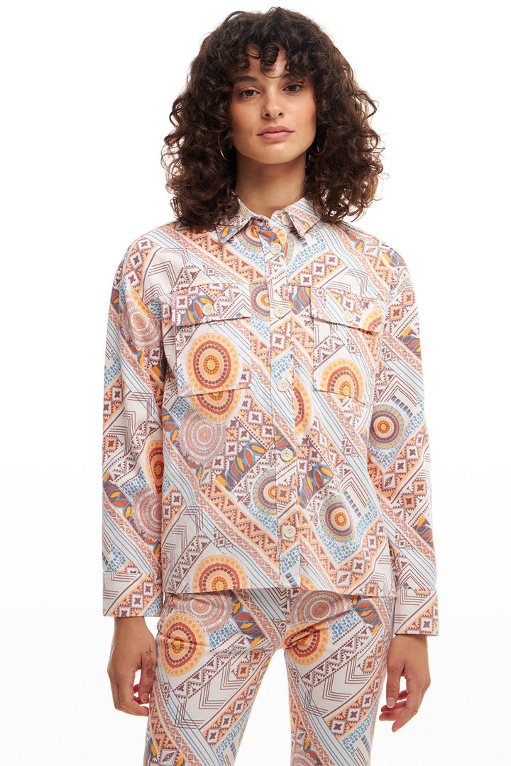 Desenli Mevsimlik Ceket Naturel