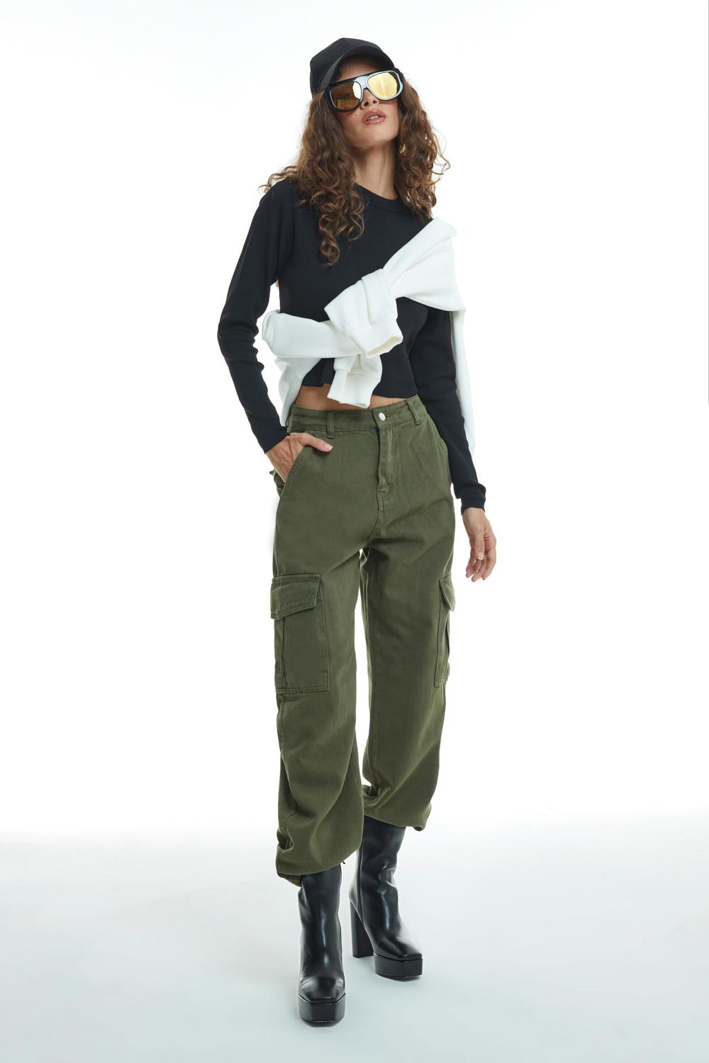 Gabardine Cargo Pants Khaki