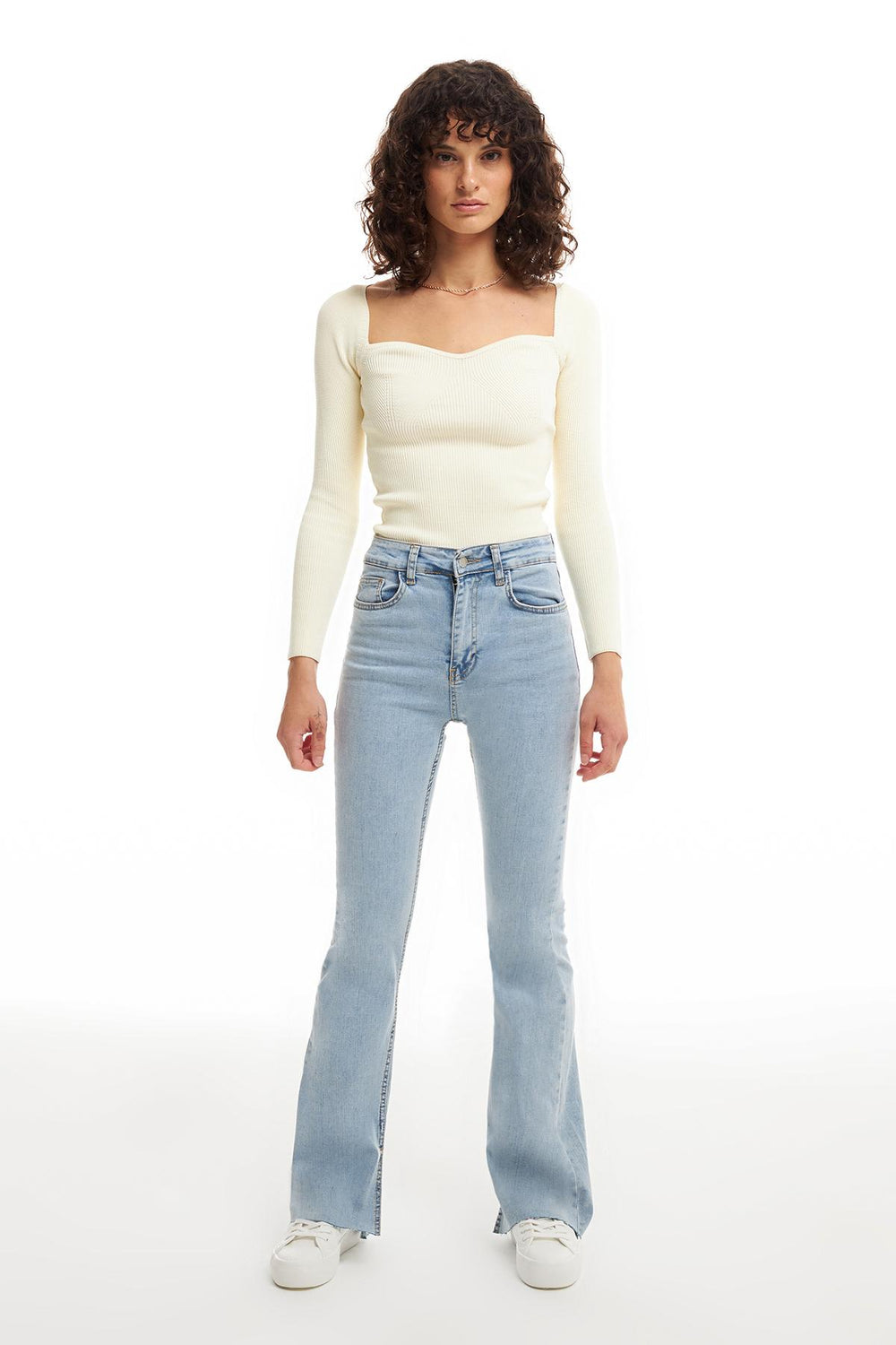 Spanish Leg Slit Jeans Light Blue