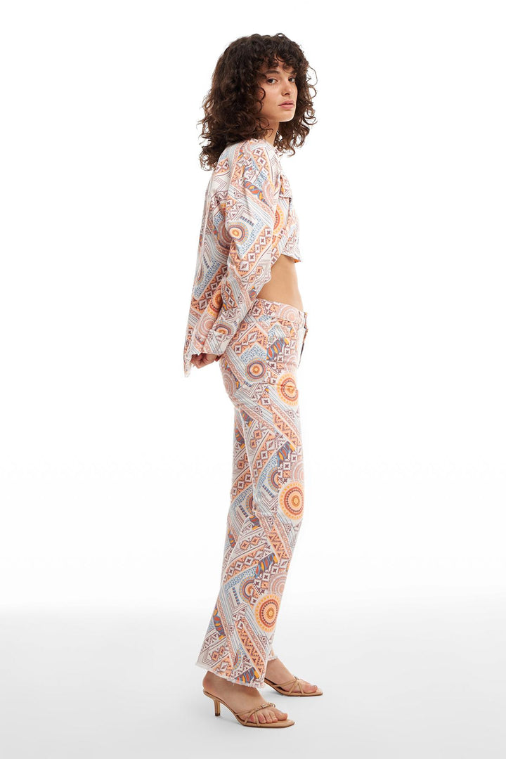 Colorful Patterned Trousers Natural