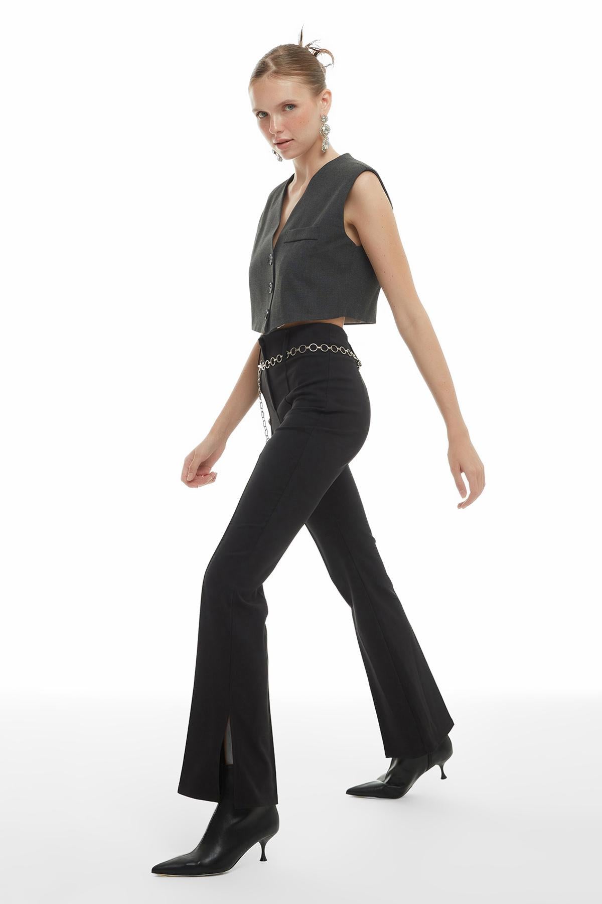 Waist Belt High Waist Trousers Black