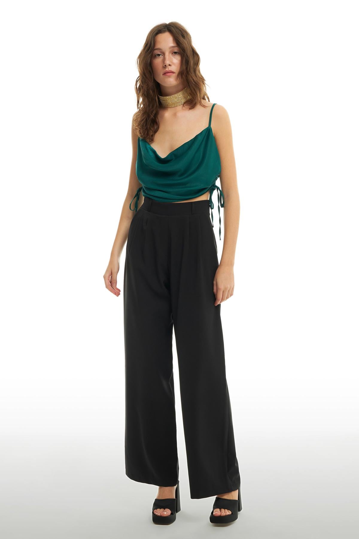 High Waist Wide Leg Trousers Black