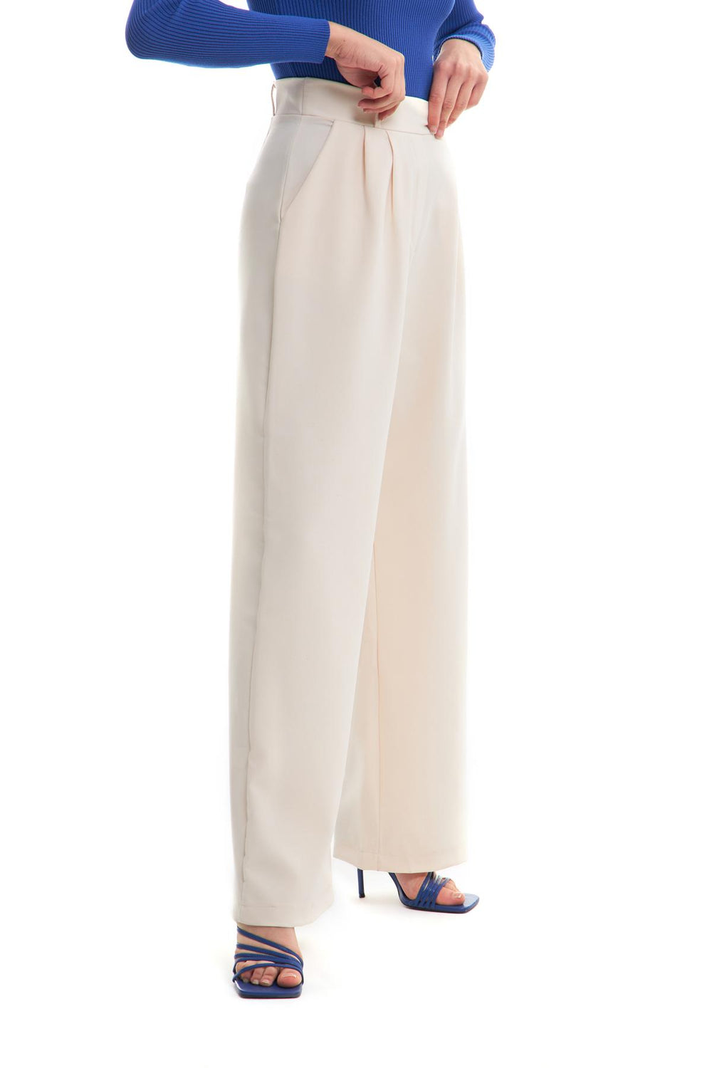 High Waist Wide Leg Trousers Bone