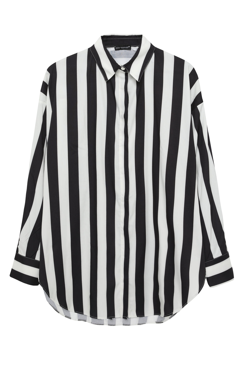Color Blocked Striped Oversize Shirt Black