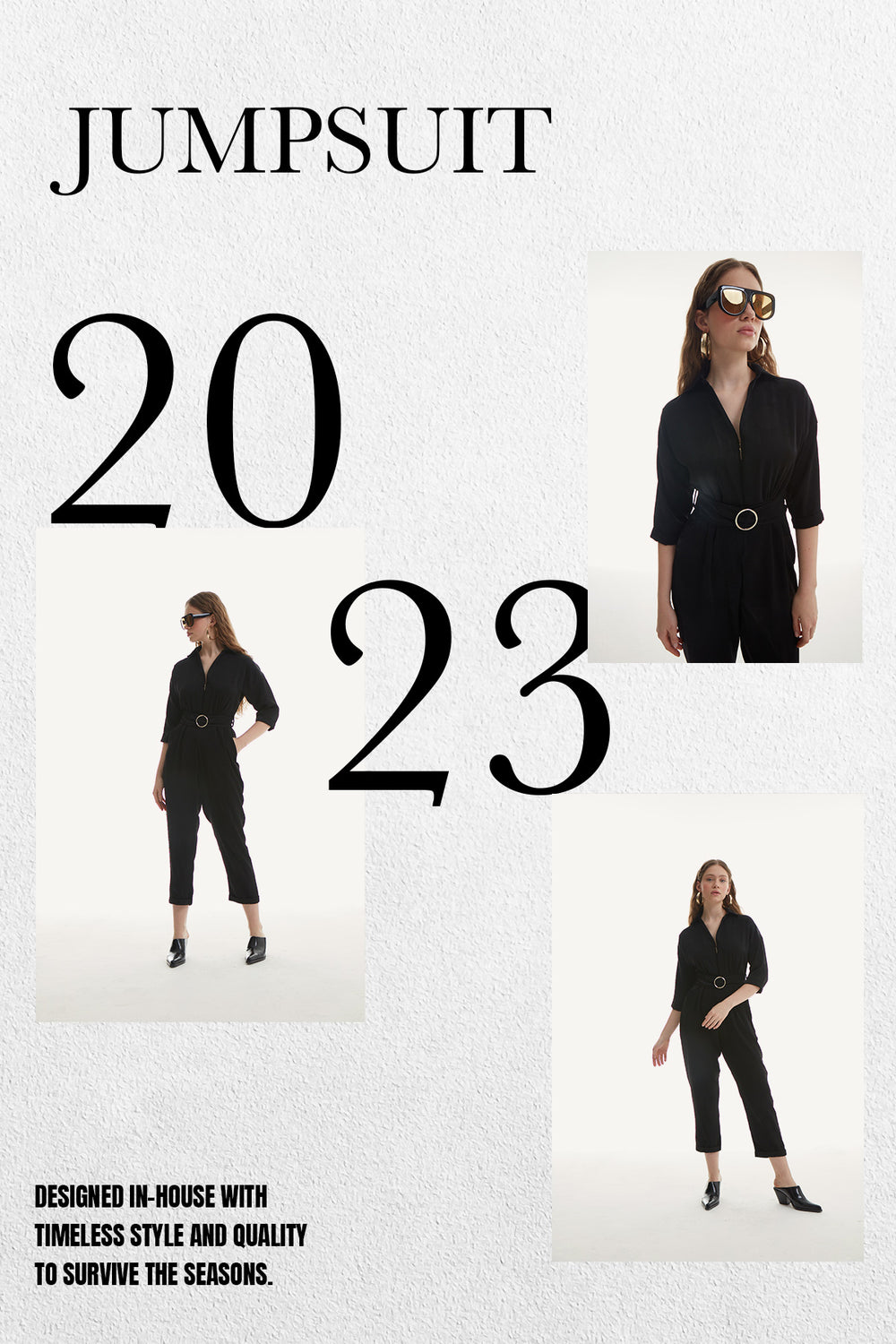 Zipper Detailed Jumpsuit Black