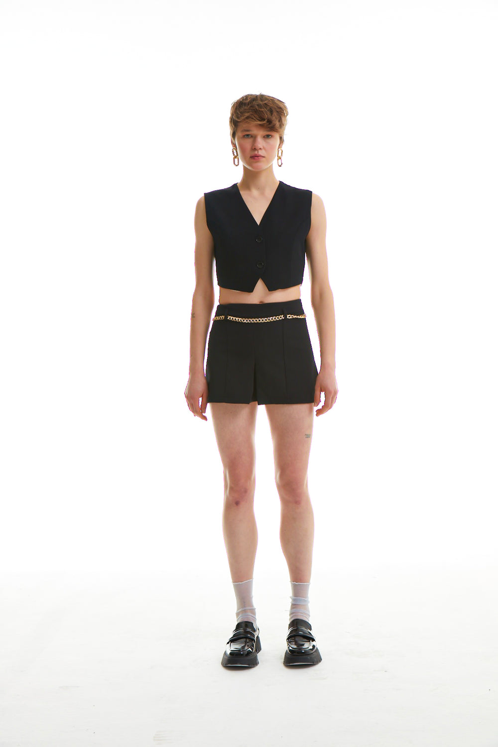 Chain Belt Shorts Black