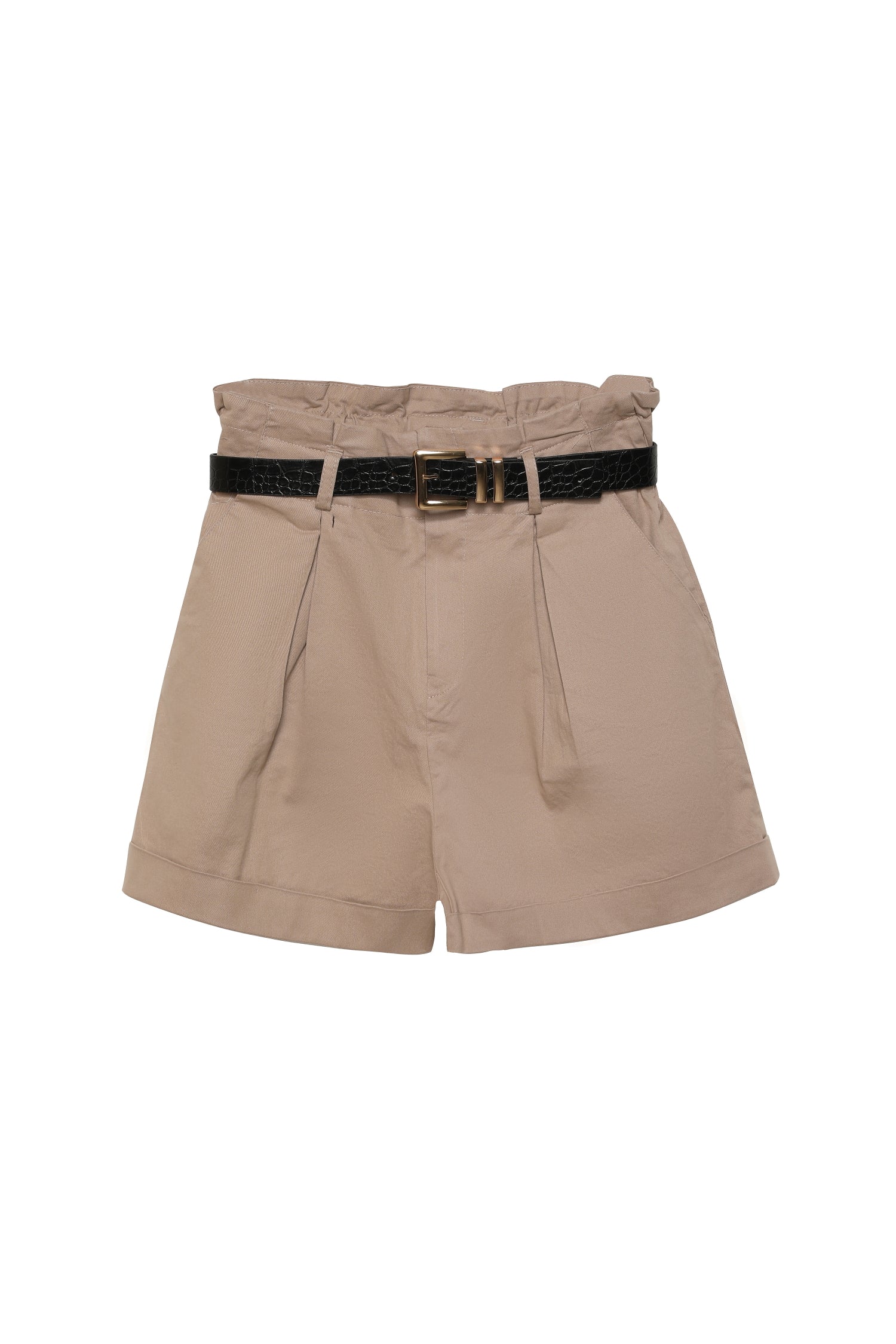 Belt Detailed Shorts Beige