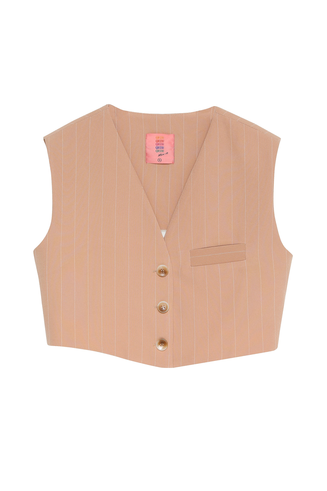 Çizgi Detaylı Yelek Ceket Bej