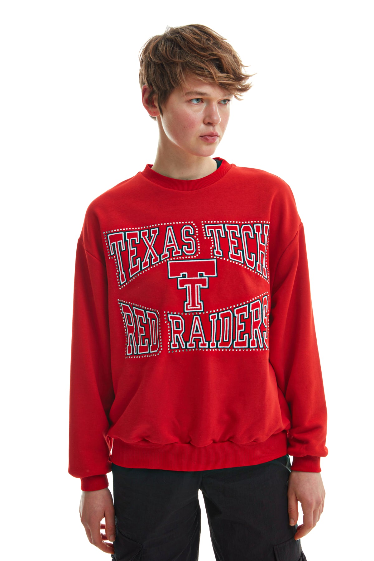 Letter Printed Stone Sweatshirt Red