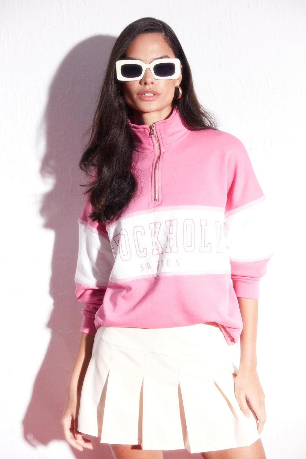 Dik Yaka Sweatshirt Pembe