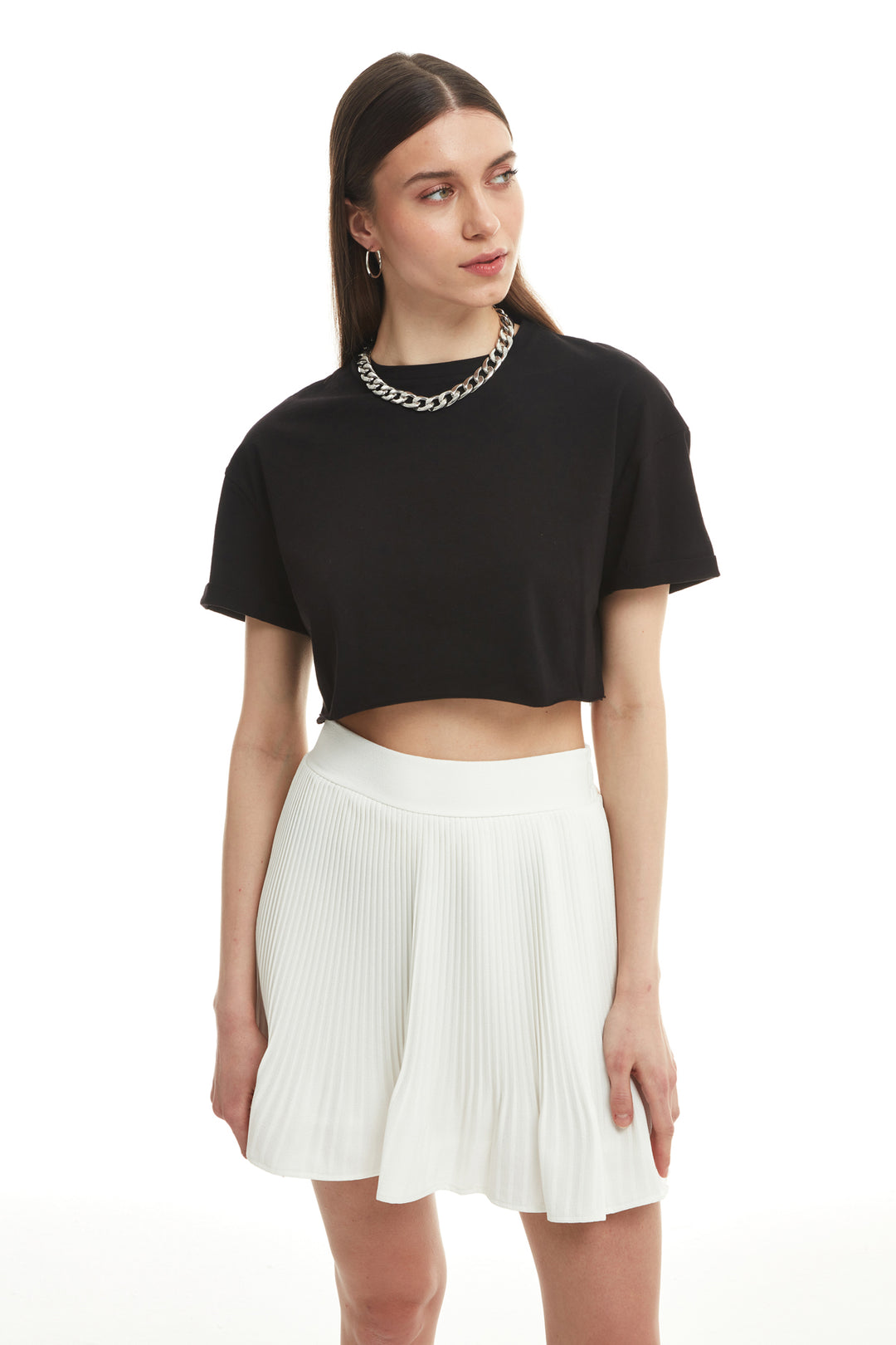 Crop Basic Tişört Siyah