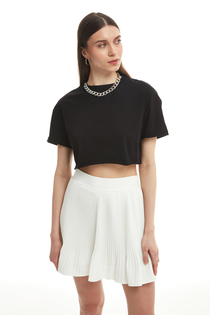 Crop Basic Tişört Siyah