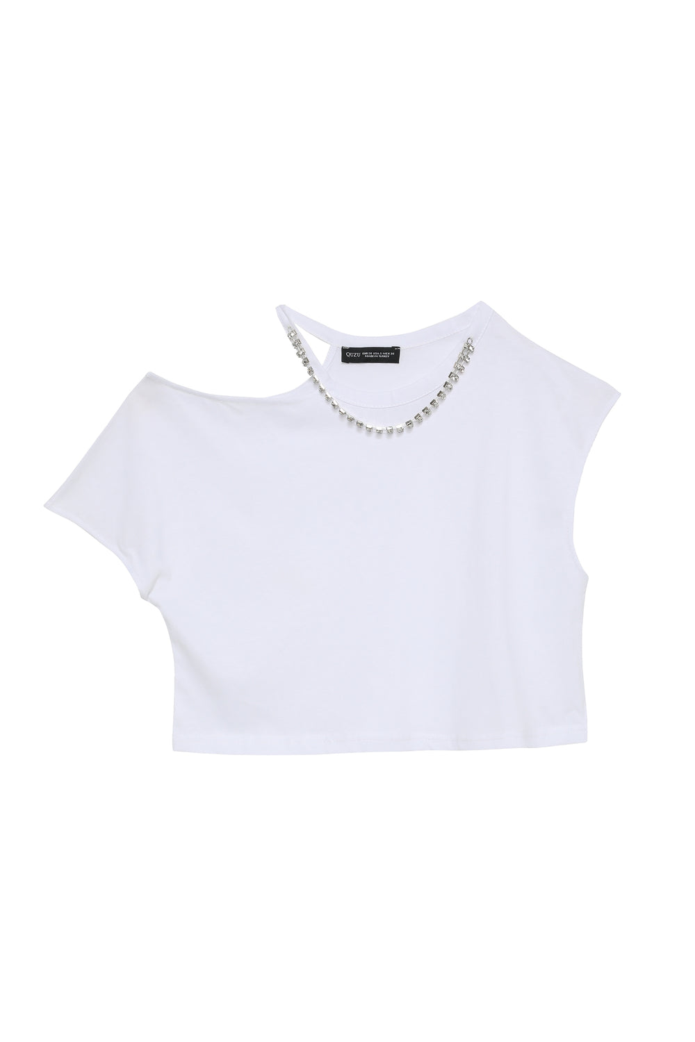 Necklace Accessory Crop T-Shirt White