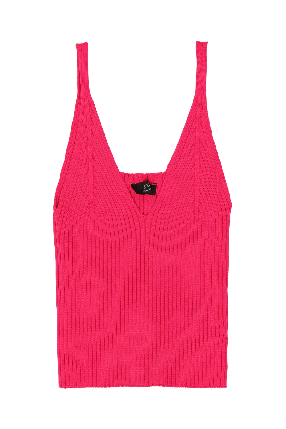 Thin Strap Knitwear Crop Blouse Fuchsia