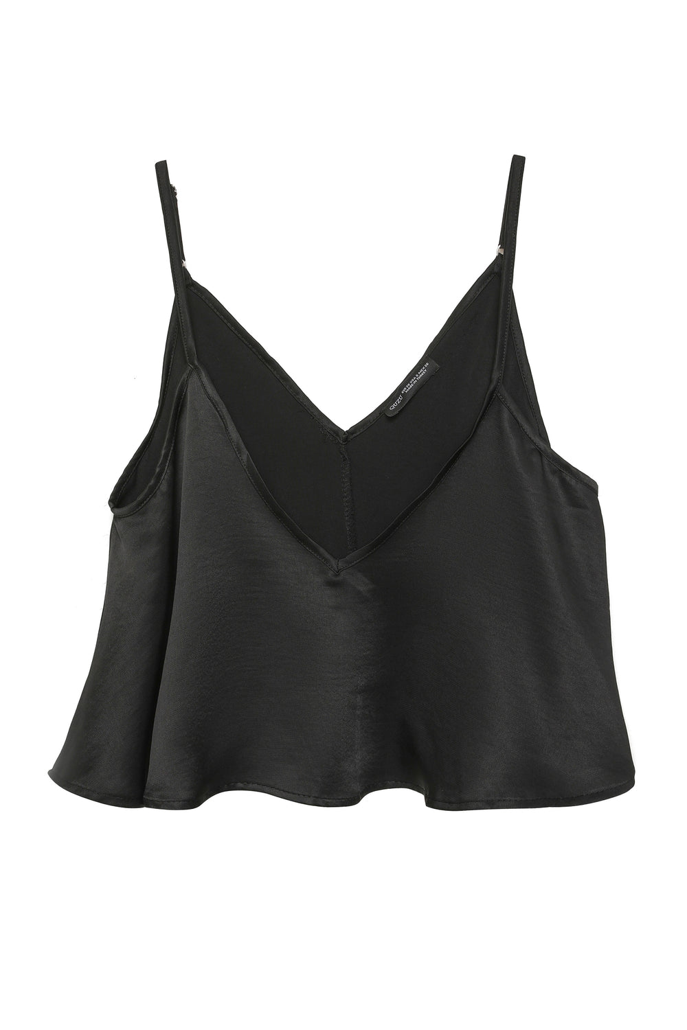 Strap Satin Crop Blouse Black