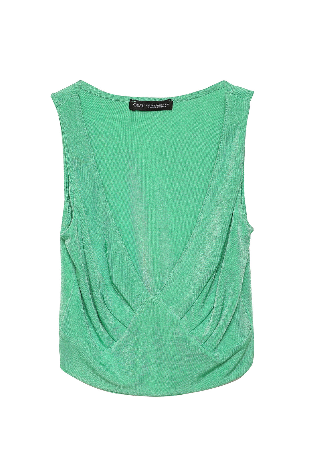 Deep V Neck Crop Blouse Apple Mint